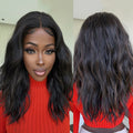 Future Chemical Fiber Synthetic Black Mid-length Short Curly Hair Wavy T-shaped Lace Wig Soft No Glue Soft
