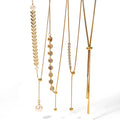 Luxury Stainless Steel 18K Gold Plated Y Shape Long Tassel Cubic Zircon Shell Pearls Women Necklace