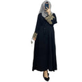 2024 Hot Sale Plain Color Free Size Free Belt Embroidery Cuff Palestinian Muslim Women Modest Abaya