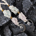 natural gemstone 7 Chakras Colorful Fluorite Quartz Raw Stone Car Hanging Pendant Handmade Rope White Crystal Stone Car Hanger Wall