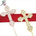 New Product Custom Design Christian  Rhinestone Cross Cake Topper for Cake Decoration