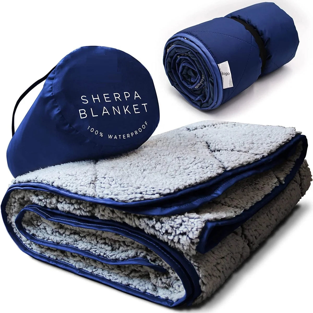Custom Waterproof Windproof Warm Sherpa Fleece Blanket for Outdoor Camping Travel Picnic Throw Boat Wrap Blanket