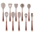 Non-slip Handle Design Eco-Friendly 11-Piece Wood Grain Silicone Kitchen Tools Cooking Utensil Set with Hole for Home Kitchen
