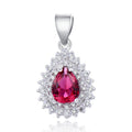 Wedding Jewelry 925 Sterling Silver Pendants AAA Crystal Luxury Pear Cut Ruby Big Stone Pendant Design