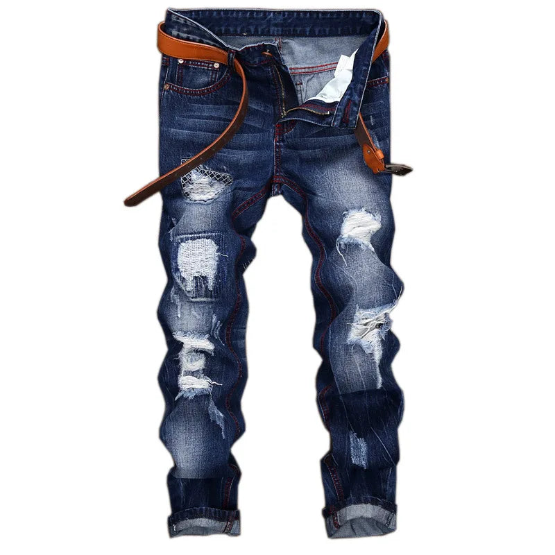 Fitspi Wholesale Denim Jeans Men's Straight Pants Personality Original Mens Wear Dropshipping for Wish Ebay
