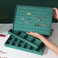 Hot Selling Velvet Jewelry Tray Large Luxury Stackable Drawer Ring Earrings Necklace Storage Tray Jewelry Display Trays