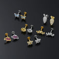16g Flat Back Upper Helix 18k Gold Threadless Conch Earrings Surgical Steel Internally Threaded Top Lip Fashion Piercing Jewelry