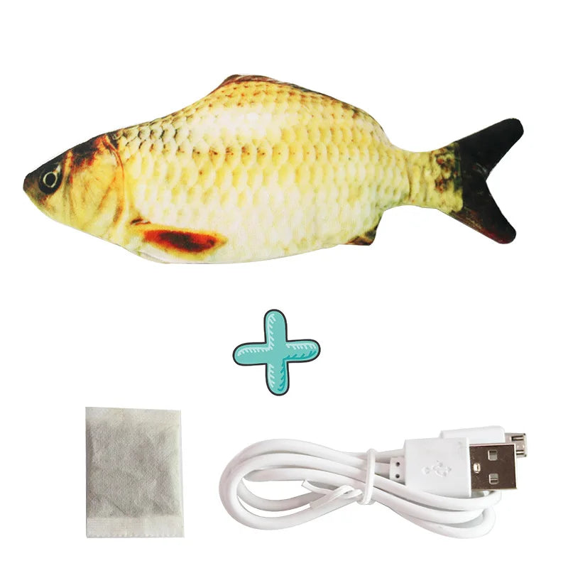 2025 Custom Eco-Friendly LIFELIKE Robot Grass Carp Pet Toy Electric Plush Auto-Moving Fish Catnip Direct China Factory for Cats