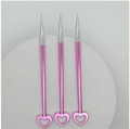 Nail Art Tools 3 Pieces Heart-shaped Dazzle Drawing Flower Carving Pen Light Thread Point Drilling Pen Nail Polish Brush Set