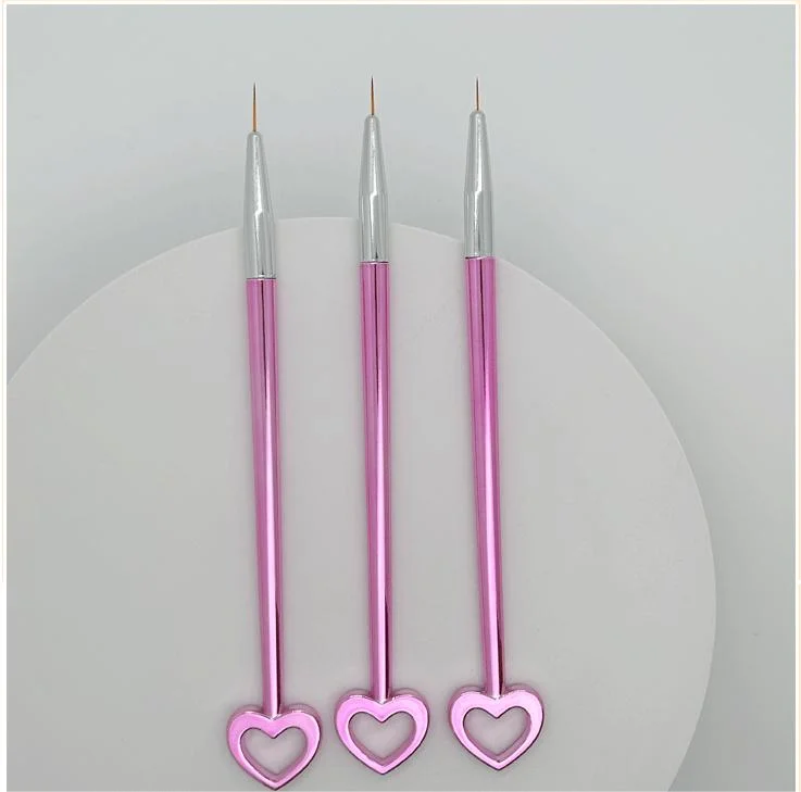 Nail Art Tools 3 Pieces Heart-shaped Dazzle Drawing Flower Carving Pen Light Thread Point Drilling Pen Nail Polish Brush Set