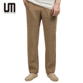 Liu Ming Fashion Streetwear Men Clothing Casual Breathable Solid Color Cotton Linen Trousers