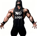 Custom Cotton Mens Breathable Hooded Sleeveless Vest Gym Fitness Stringers Black Bodybuilding Muscle Tank Top