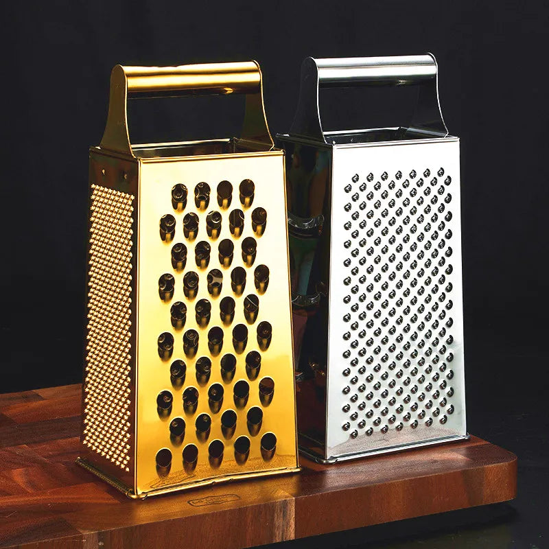 Professional Stainless Steel 4-Sided Box Grater Hand Vegetable and Cheese Slicer with Handle Manual Operation