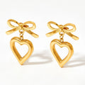 Korean Version Hot Sale Girly Heart-shaped Earrings Stainless Steel Earrings Sweet Cute Hollow Bow Earrings for Women