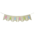 Gingham Rabbit Silhouette Printed Polyester Party Banner with Pompom Tail Swallowtail in Pink/Blue/Green for Easter Occasions