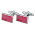 Custom Men's Red Rectangle Enamel Cufflinks Hard Enamel Gemelos Y Pisacorbata Fashionable Wedding/Engagement Accessory