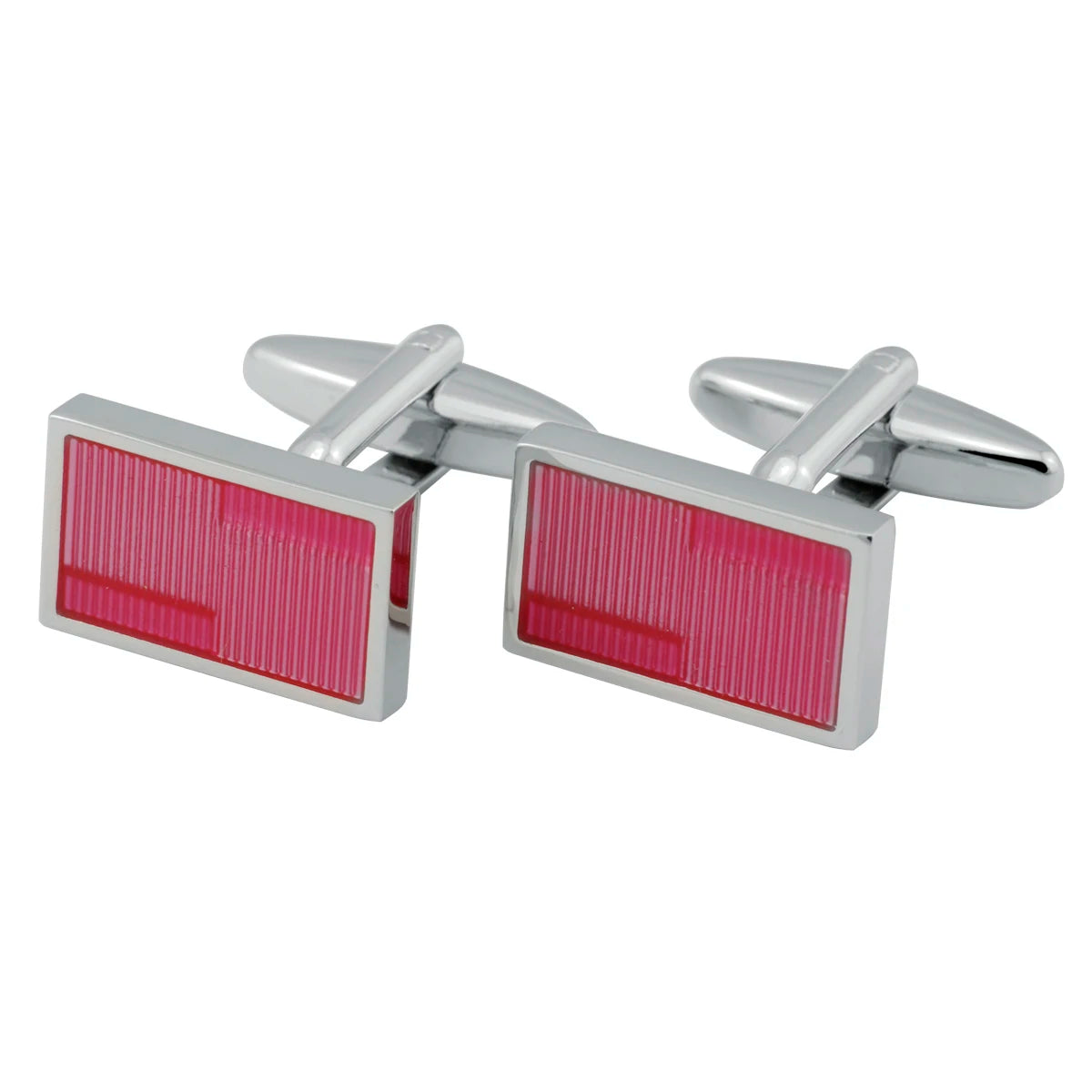 Custom Men's Red Rectangle Enamel Cufflinks Hard Enamel Gemelos Y Pisacorbata Fashionable Wedding/Engagement Accessory