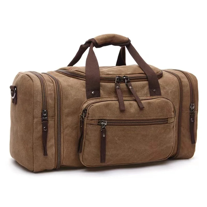 Ultra-large Capacity Eco-friendly Fashion Canvas Duffel Bag with Zipper Closure for Outdoor Travel and Trip Luggage