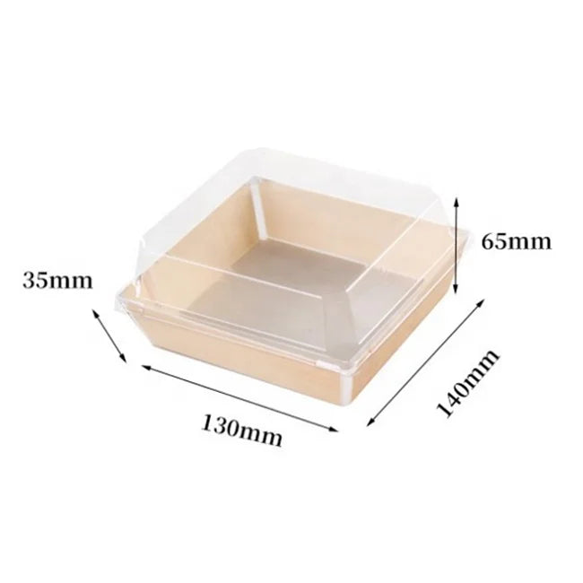 Disposable Take Away Food Packaging Poplar Wood Lunch Bento Box Japan Style Square 0-1L Capacity Easy Carry Storage Box