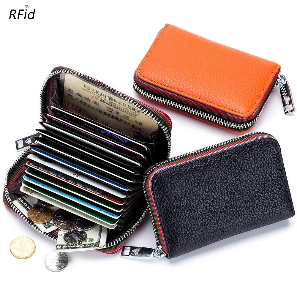 Competitive Price Small Wallet Card Holder 2023 Genuine Leather Card Holder RFID Blocking Small Wallet Women With Card Holder