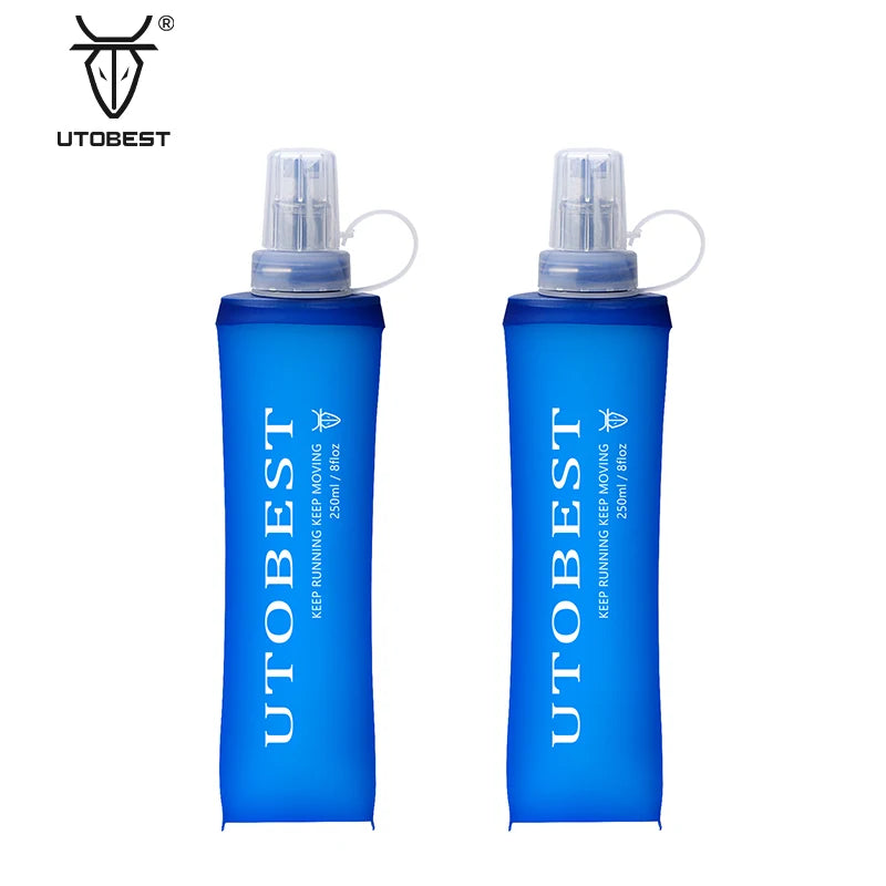 UTOBEST 250ml Eco-Friendly Sports Water Bottle Foldable Soft Flask with Lid for Running and Outdoor Activities