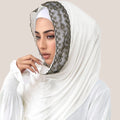 Soild Headband Malaysia Tudung Eid Women Head Wraps Shawl Turban Lace Embroidery Cotton Jersey Muslim Hijab Long Scarf 170*60cm