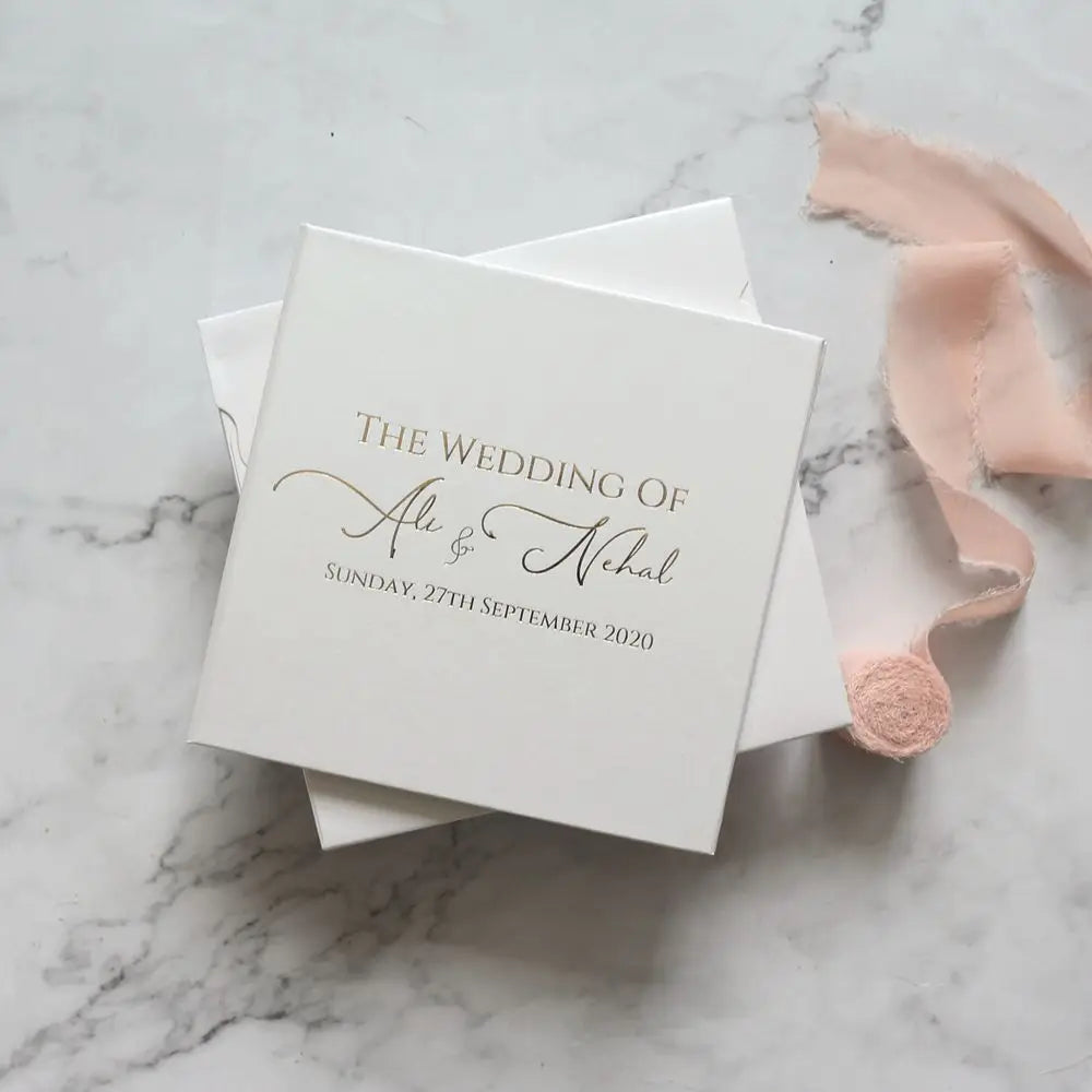 High Sales White Gray Paperboard Double Color Hot Stamping with Small Card for Wedding Invitation Card