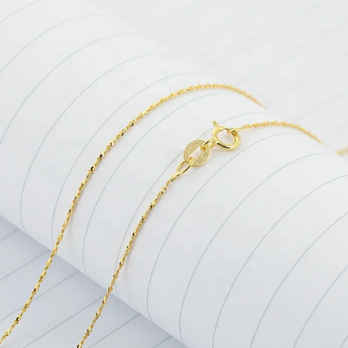 NEW Arrival Italian Gold Plated S925 Sterling Silver Necklace Rose Gold Chain Necklace Woman Jewelry 0.8mm Thickness Star Chains