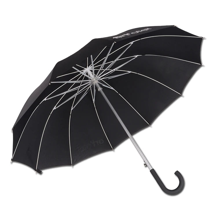 Large Size Auto Open Fiberglass Fram Aluminium Shaft Lightweight J Hook Wooden Handle Stick Straight Rain Umbrella