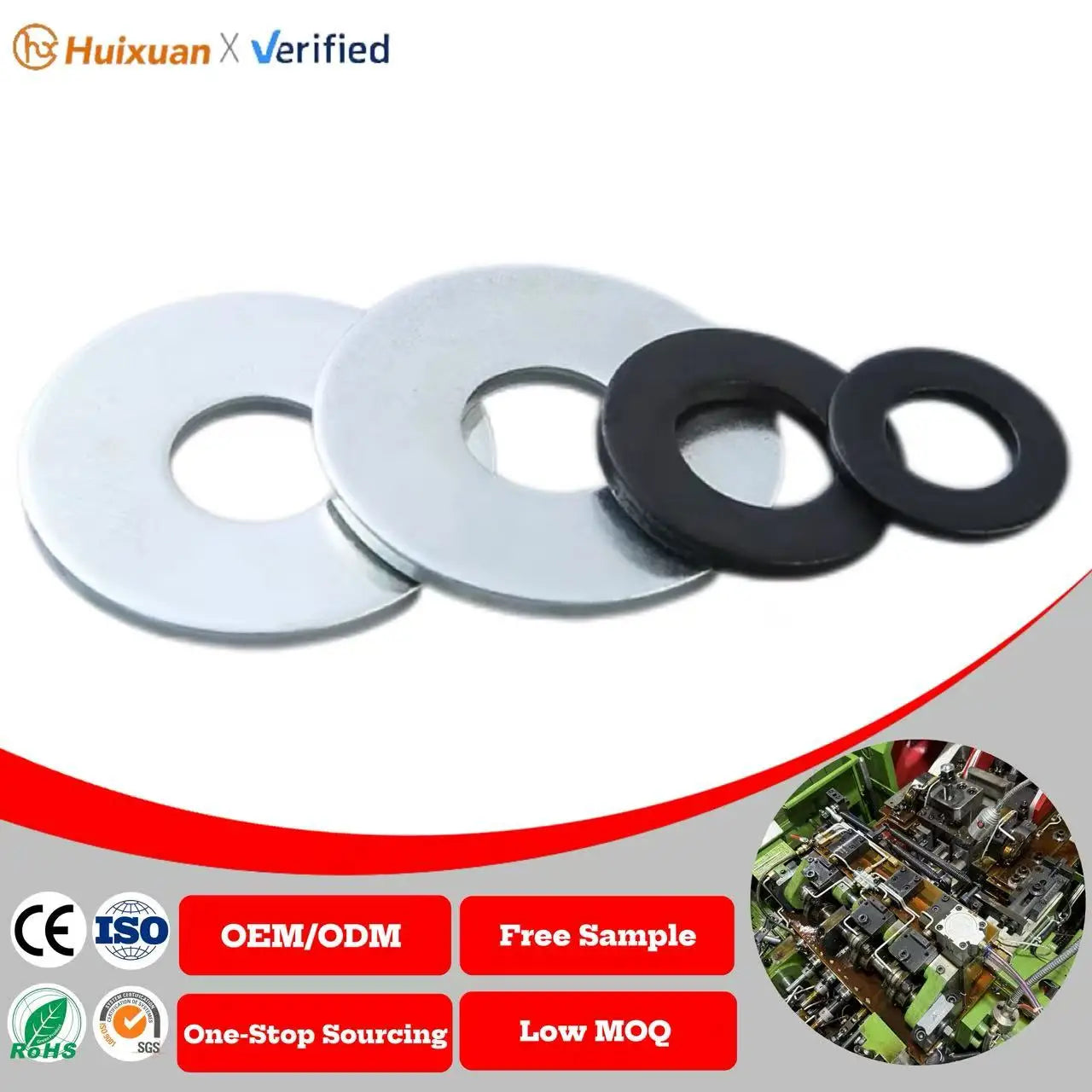 Black Oxide Plain Washer Carbon Steel Metal Sealing Gasket Heavy Duty Construction Automotive Mechanical Mounting Plate Shim