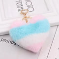 Multicolor Soft Fur Keychains Cute Ice Cream Plush Bag Car Accessory with Pom Pom Toy for Women