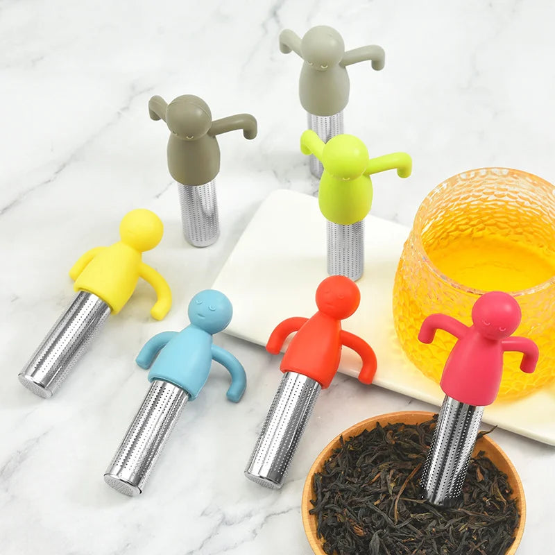 Eco Friendly Funny Gift Spring Relaxing Man Metal Tea Bag Strainer