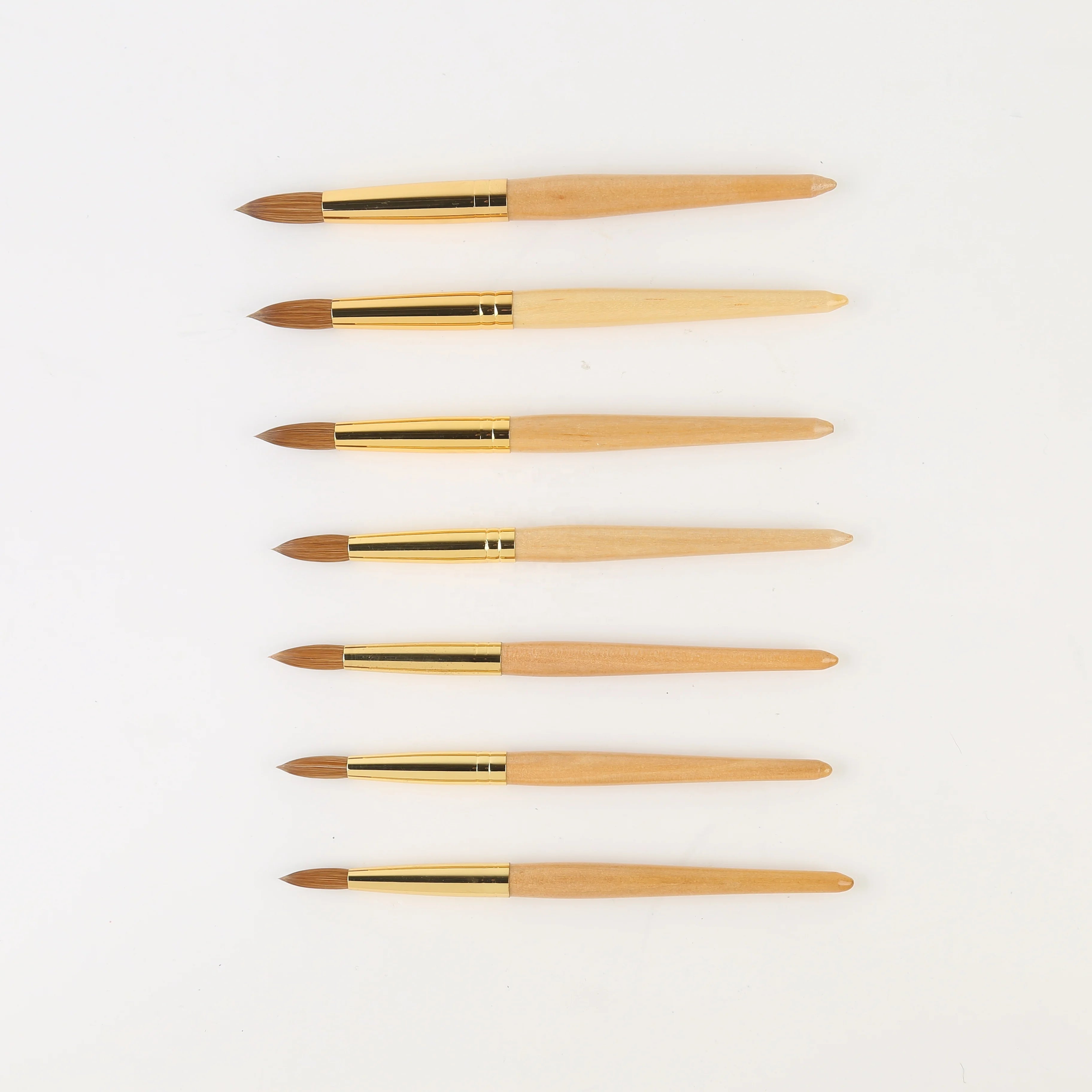 High Grade Wood Handle Kolinsky Hair Brushes #8-#20 for Professional Nail Use