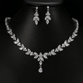SC 2022 Dubai Cubic Zirconia Bridal Jewelry Sets Luxury Pure White Zircon Pendant Wedding Necklace Earrings Set for Women Gifts