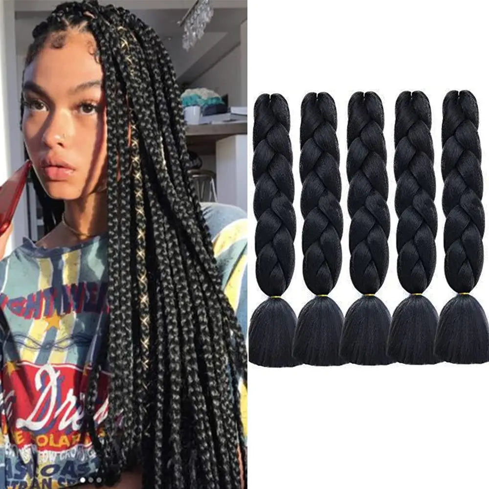 24 Inches Synthetic Braiding Hair Jumbo BraidOmbre Jumbo Hair Extension for Women DIY Hair Braids