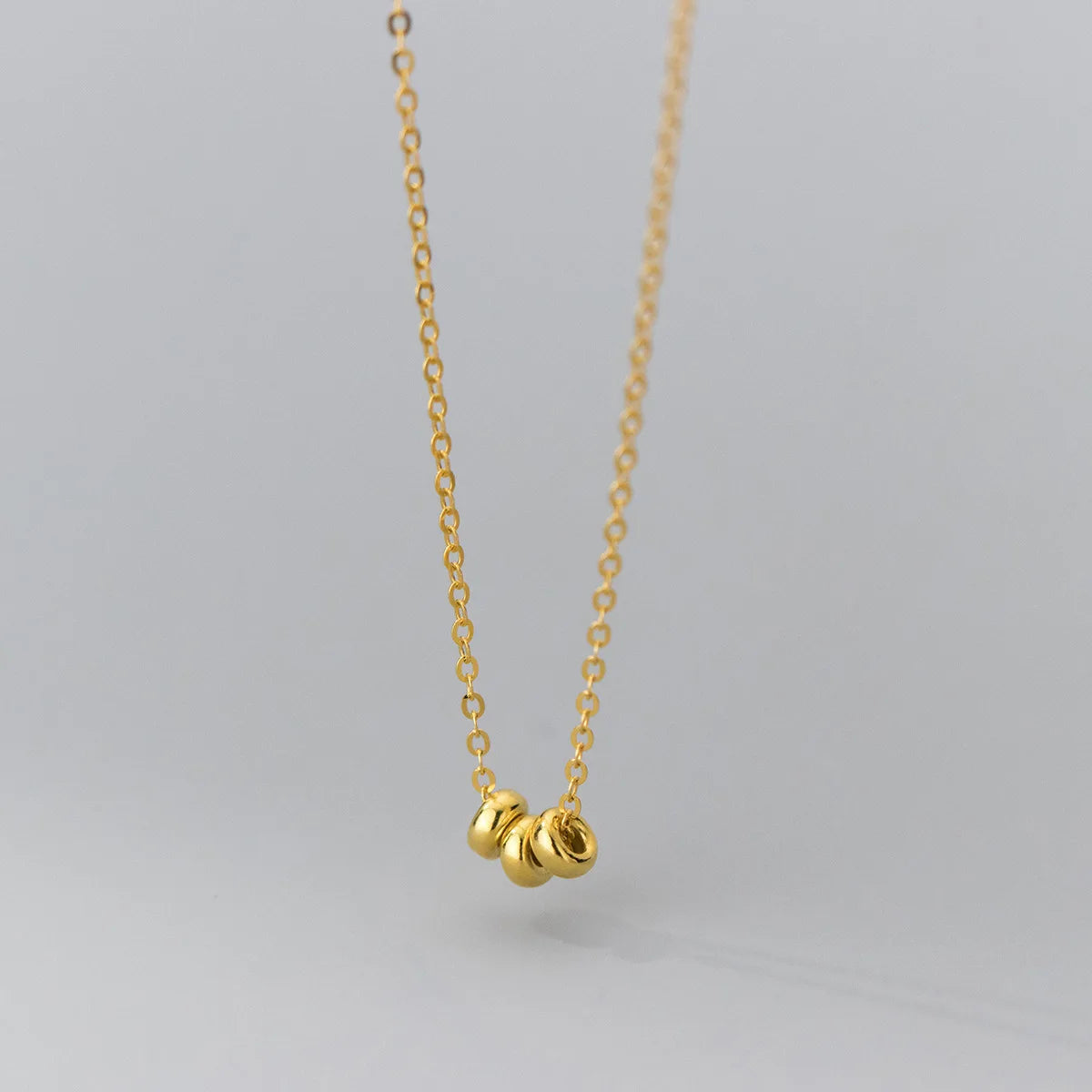 Fashion Minimalist Jewelry 925 Sterling Silver Small Necklaces Simple Three Round Circle Rings Loops Gold Plated Necklaces Women