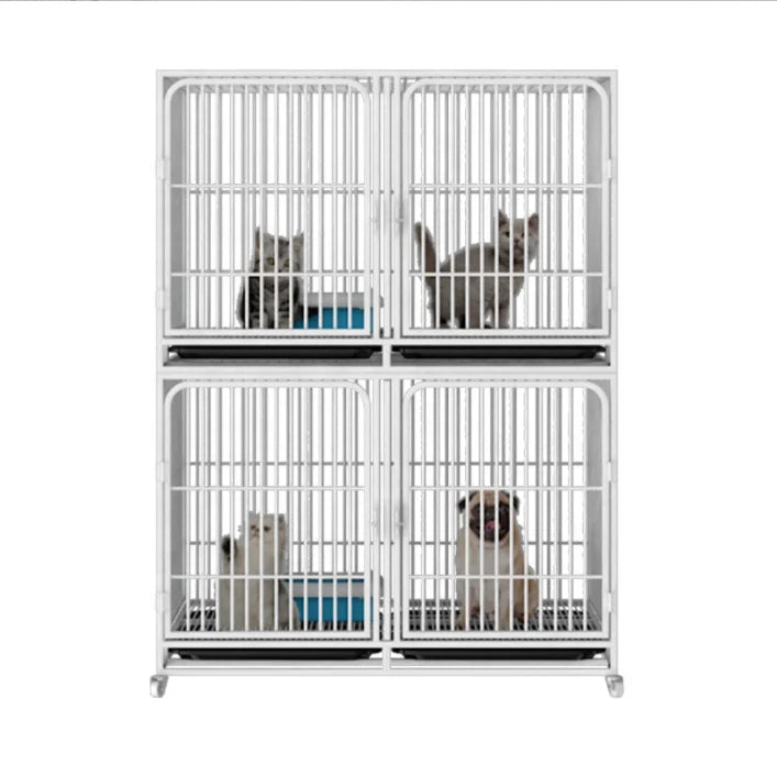 Multiple Sizes Cat Breeding Cages 2-Layer Outdoor Square-Tube Steel Wire Pet Cage Animal Cage With Wheel