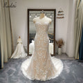 Ruolai QW01061 Simple Strapless Sweetheart Appliqued Beading Wedding Dress Mermaid Sweep Floor Lace Bride Gowns