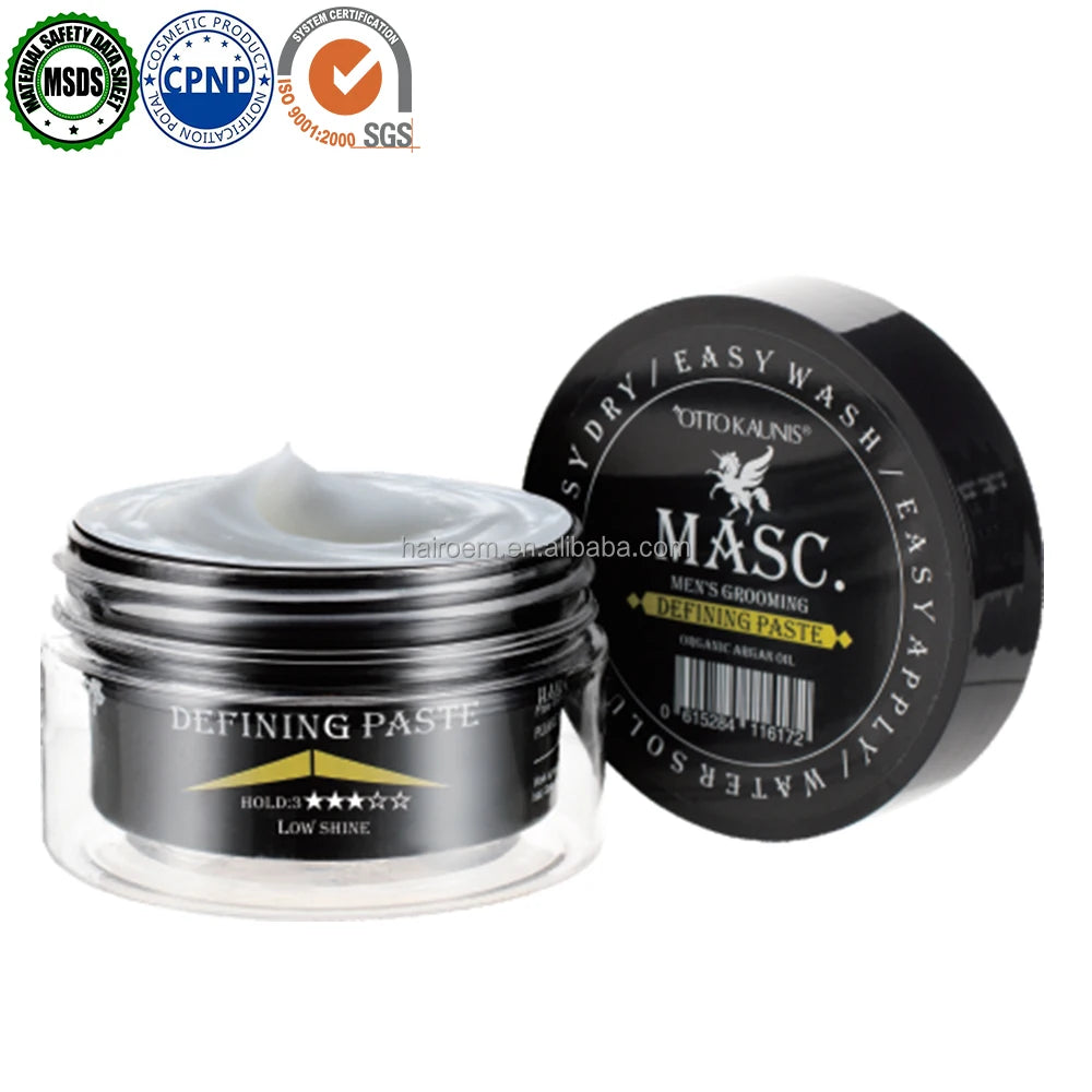 OEM Private Label MASC. Mens Hair Styling Product Strong Hold Defining Paste Hair Wax Clay