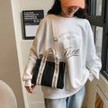 Minimalist Small Mini 4L Black and White Single Strap Womens Summer Canvas Shoulder Tote Bag for Travel