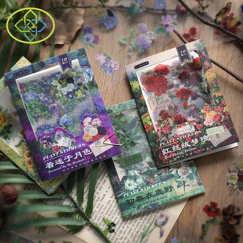 Classic Creative Vintage Retro Plant Flower Series Journal Scrapbook Decorative DIY PET Stickers