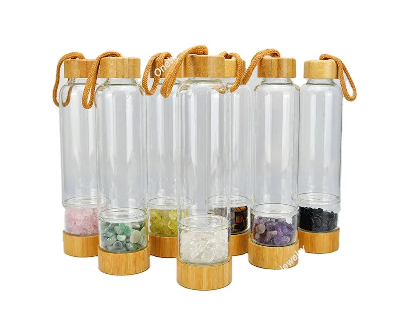 Wholesale Energy Crystal Glass Natural Gemstone Stone Drinking Crystal Gem Stone Quartz Crystal Water Bottle Gemstone