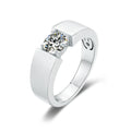 High Quality 925 Sterling Silver 1ct Moissanite Men's Eternity Band Engagement Ring Rhodium Plated Pave Setting GRA Certified