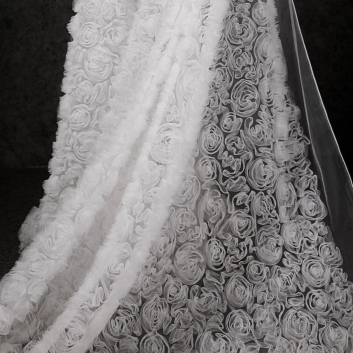 White Tulle Net Haute Cake Dress Fancy Mesh Net Lace Fabric