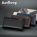 For Baellerry Men's Business Purse Double Zipper Clutch Wallet Polyester Soft PU Leather Big Capacity Handbag Multi-Card Wallet