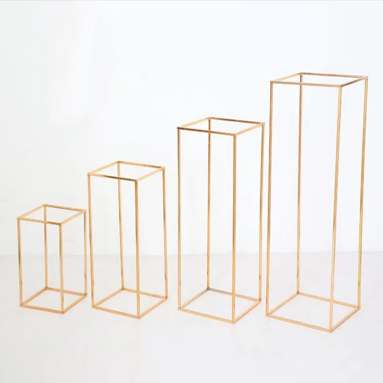 Metal Event Rectangle Knock-down  Frame Detachable Centerpieces Flower Stand for Wedding Table Decoration