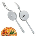 2 in 1 Stainless Steel Kitchen Gadget Custom Logo Multi-Purpose Pizza Cutter with Fork Cutting Tool