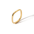 New Arrival Stainless Steel 18K IP Gold Plating Square Shape Single Cubic Zirconia Ring Jewelry for Women