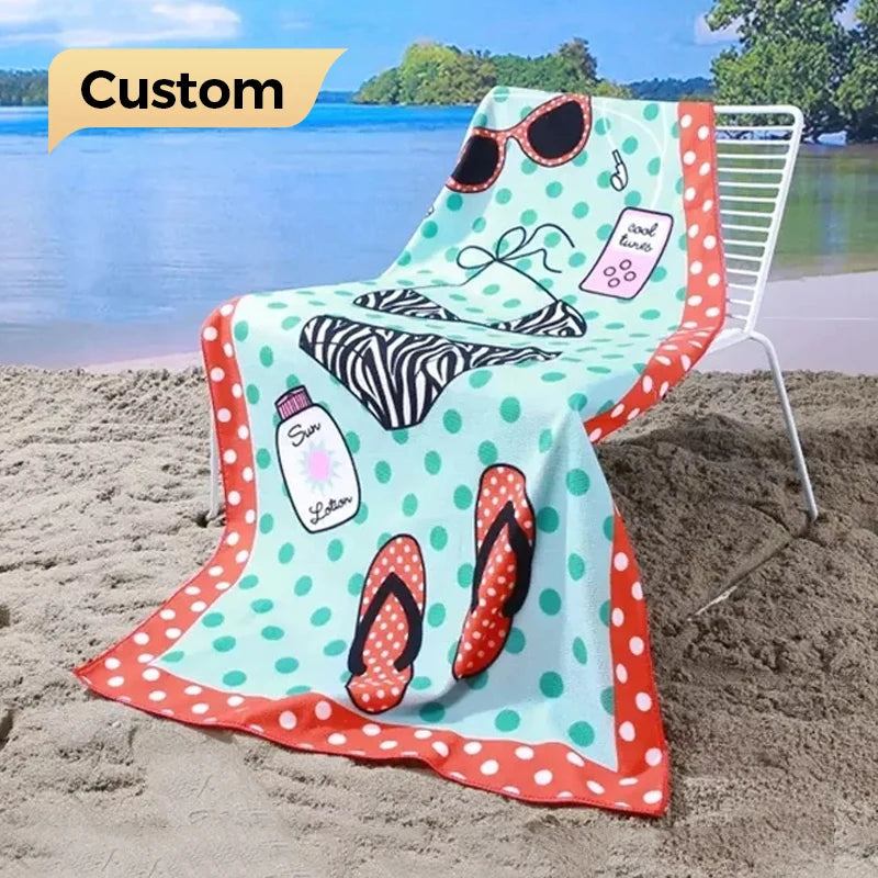 Free Design Custom Towel With Logo Print Fast Shipping Summer Large Microfiber Beach Towel