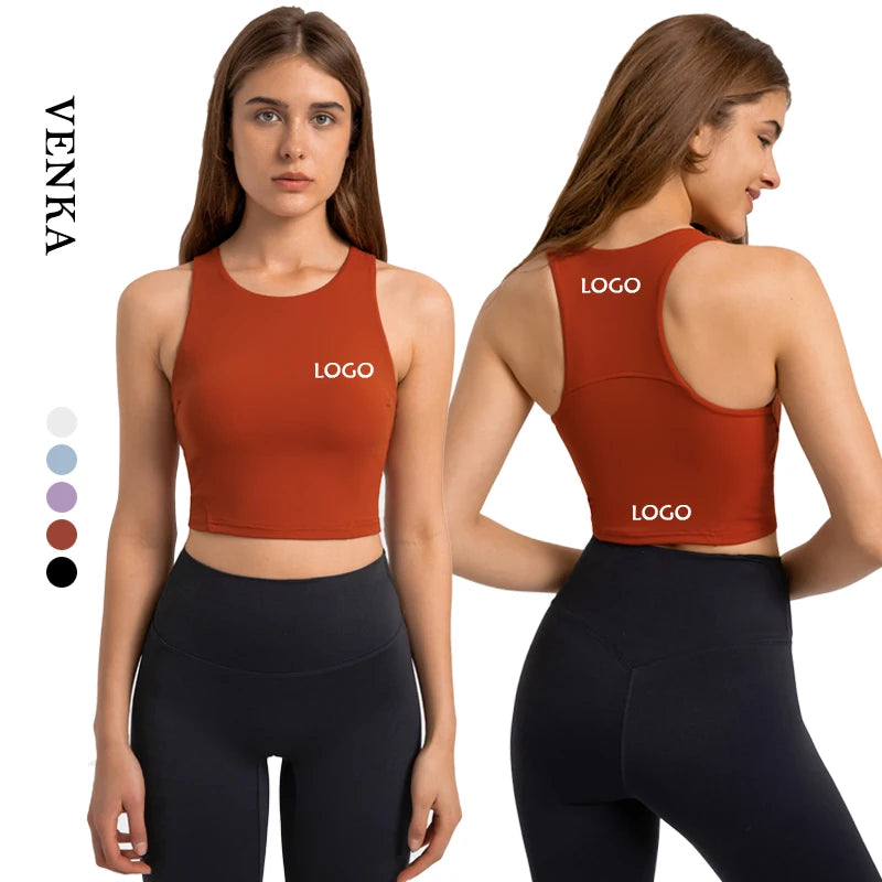 Women's Lightweight Loose Sleeveless Yoga Tank Top Soft Nude Fitness Sports Vest with Crew Neck Push-up Sexy Pull-up Design
